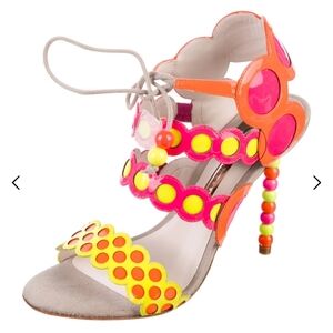 Sophia Webster Pink and Orange Beaded Heel Sandals